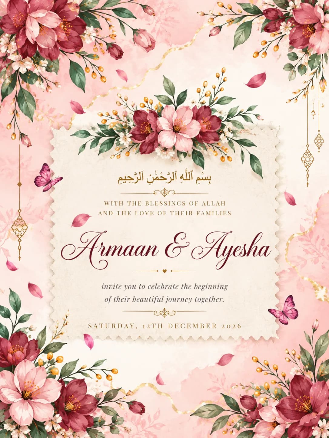 Premium Muslim Wedding - Premium Digital Wedding Invitation Website (Continuous Scroll Royale)